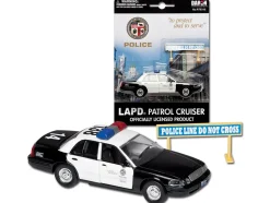 Ford Crown Victoria Police Cruiser Black and White Los Angeles Police Department with Police Sign Diecast Model Daron RT8315