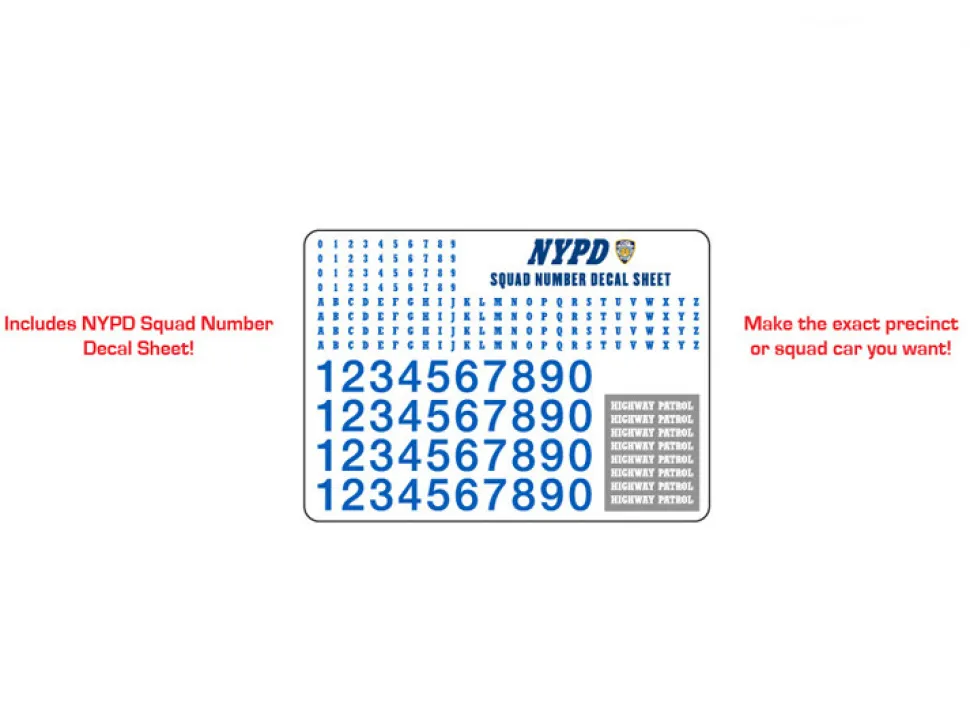 2011 Ford Crown Victoria Police New York Police Department (NYPD) with NYPD Squad Number Decal Sheet Hobby Exclusive 1/64 Diecast Model Car Greenlight 42771