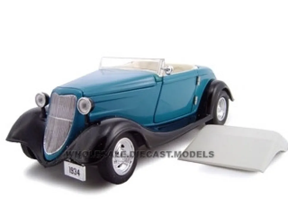 1934 Ford Custom Convertible Blue 1/24 Diecast Car Model Unique Replicas 18540