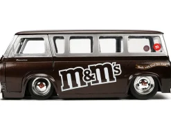 1965 Ford Econoline Bus Brown Metallic Silver Red M&M's Diecast Figurine Hollywood Rides Series 1/24 Diecast Model Car Jada 32027