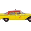 1960 Ford Fairlane Sedan "NYC Taxi" Yellow with Red Top and Interior 1/87 (HO) Scale Diecast Model Car by Oxford Diecast