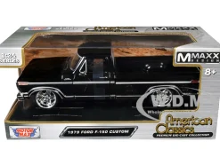 1979 Ford F-150 Custom Pickup Truck Black "Maxx Design" Series 1/24 Diecast Model Car by Motormax