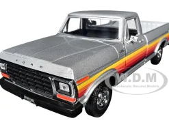 1979 Ford F-150 Custom Pickup Truck Silver Metallic with Side Stripes "American Classics" Series 1/24 Diecast Model Car by Motormax