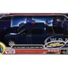2019 Ford F-150 Lariat Crew Cab Pickup Truck with Bed Cage Dark Blue with Flashing Light Bar and Front and Rear Lights and Sounds 1/27 Diecast Model Car by Motormax