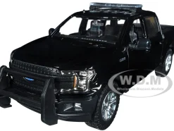 2019 Ford F-150 Lariat Crew Cab Pickup Truck Unmarked Plain Black Law Enforcement and Public Service Series 1/24 Diecast Model Car Motormax 76981bk
