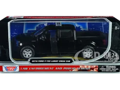 2019 Ford F-150 Lariat Crew Cab Pickup Truck Unmarked Plain Black Law Enforcement and Public Service Series 1/24 Diecast Model Car Motormax 76981bk