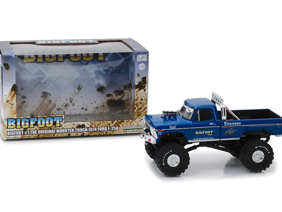 1974 Ford F-250 Monster Truck Bigfoot #1 The Original Monster Truck Blue 1/43 Diecast Model Car Greenlight 86097