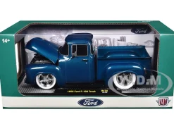 1956 Ford F-100 Pickup Truck Blue Metallic Limited Edition to 6650 pieces Worldwide 1/24 Diecast Model Car by M2 Machines