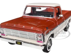 1969 Ford F 100 Pickup Truck Brown Metallic and Cream Timeless Legends 1/24 Diecast Model Car Motormax 79315brcrm
