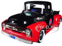 1956 Ford F-100 Pickup Truck Gulf Dark Blue Red 1/24 Diecast Model Car Motormax 79647