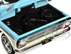 1969 Ford F 100 Pickup Truck Light Blue and Cream Timeless Legends Series 1/24 Diecast Model Car Motormax 79315LTBL