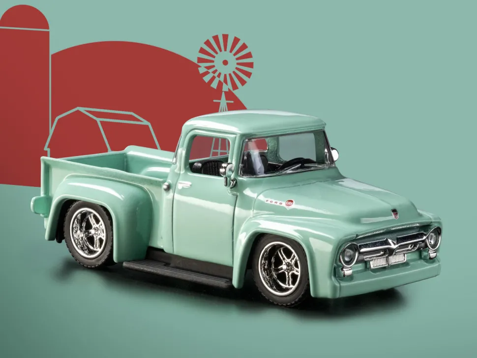 1956 Ford F-100 Pickup Truck Light Green "Collection" Series 1/64 Diecast Model Car by Majorette