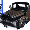 1956 Ford F-100 Pickup Truck Matt Black Champagne with Flames Extra Wheels Just Trucks Series 1/24 Diecast Model Car Jada 34026