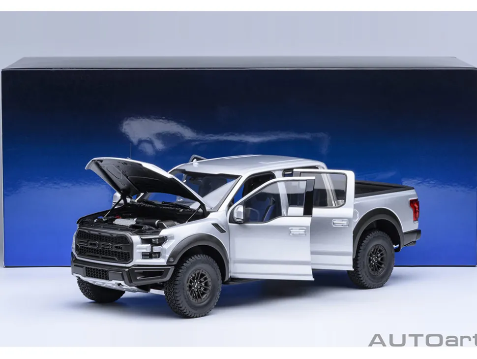 2019 Ford F-150 Raptor Pickup Truck Ingot Silver 1/18 Model Car by Autoart