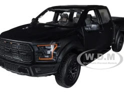 2017 Ford F-150 Raptor Pickup Truck Sunroof Matt Black Die-Cast Collection Series 1/24 Diecast Model Car Motormax 79344