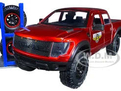 2011 Ford F-150 SVT Raptor Pickup Truck Candy Red Metallic Mickey Thompson Tires & Wheels Extra Wheels Just Trucks Series 1/24 Diecast Model Car Jada 33854
