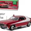 1976 Ford Gran Torino "Starsky and Hutch" Red Chrome Edition (TV Series 1975-79) 1/18 Diecast Model Car Greenlight 19023