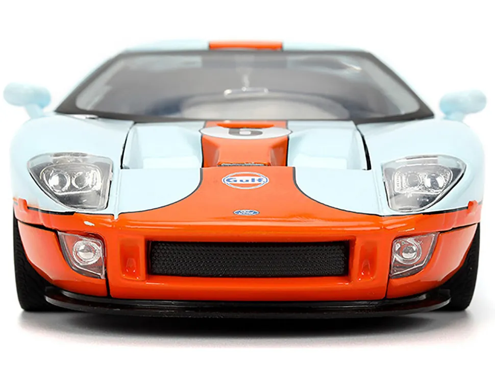 2005 Ford GT #6 "Gulf Oil" Light Blue with Orange Stripes "Hyper-Spec" Series 1/24 Diecast Model Car by Jada