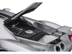 2017 Ford GT Ingot Silver Metallic Black Stripes 1/12 Model Car Autoart 12108
