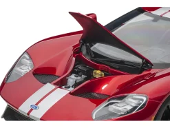 2017 Ford GT Liquid Red Metallic Silver Stripes 1/12 Model Car Autoart 12106