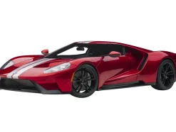 2017 Ford GT Liquid Red Metallic Silver Stripes 1/12 Model Car Autoart 12106