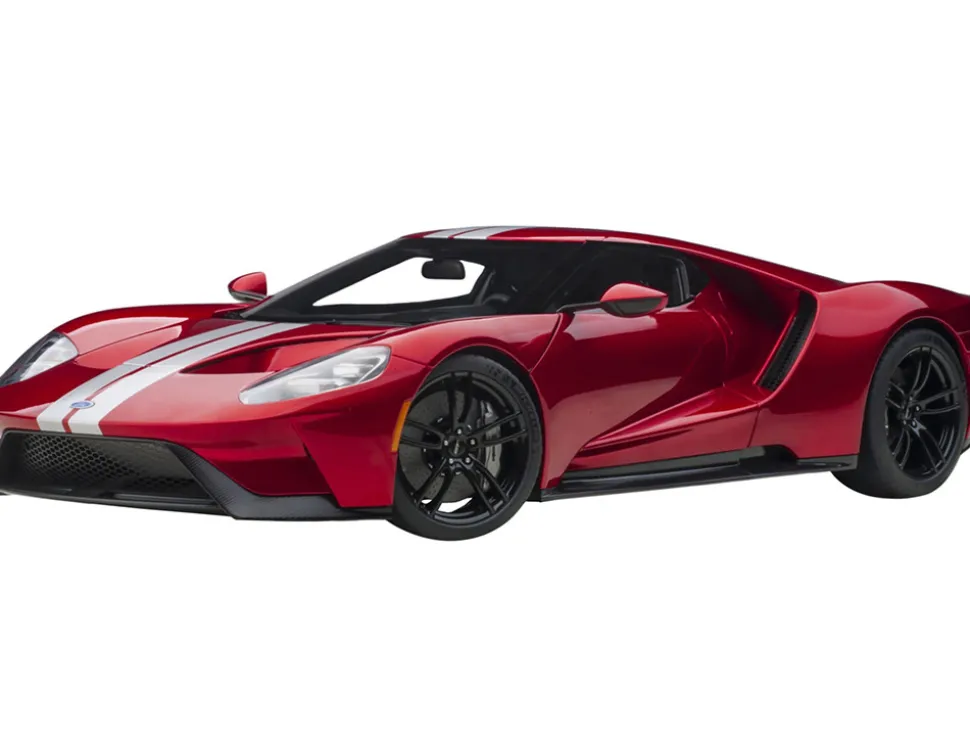 2017 Ford GT Liquid Red Metallic Silver Stripes 1/12 Model Car Autoart 12106