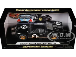 1966 Ford GT-40 MK II #2 Black Silver Stripes After Race Dirty Version 1/18 Diecast Model Car Shelby Collectibles SC431