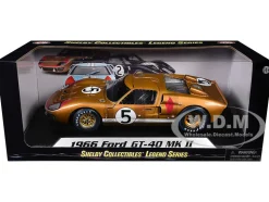 1966 Ford GT-40 MK II RHD Right hand Drive #5 Gold 24H Le Mans 1/18 Diecast Model Car Shelby Collectibles SC403
