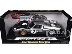 1966 Ford GT-40 MK II #7 Silver 1/18 Diecast Model Car Shelby Collectibles SC404