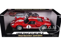 1966 Ford GT-40 MK 2 Red #1 1/18 Diecast Model Car Shelby Collectibles 407