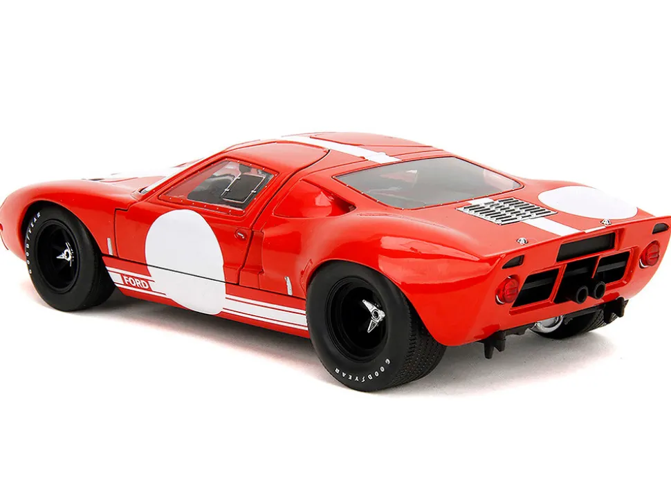 Ford GT40 MK1 Red with White Stripes and Graphics "Pink Slips" Series 1/18 Diecast Model Car by Jada