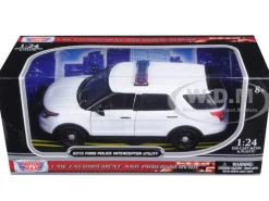 2015 Ford Interceptor Unmarked Police Car with Light Bar White 1/24 Diecast Model Car Motormax 76959