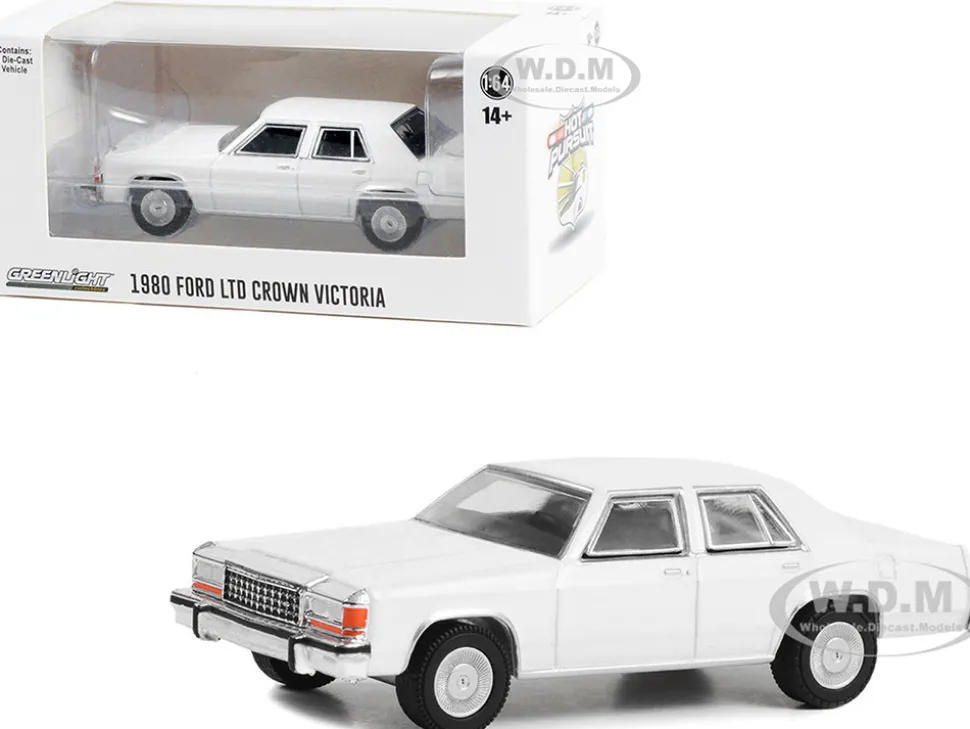 1980-1991 Ford LTD Crown Victoria Police White Hot Pursuit Hobby Exclusive Series 1/64 Diecast Model Car Greenlight 43007
