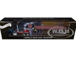 Ford LTL 9000 Day Cab and Landoll 440B-50CA Traveling Axle Trailer "Cappello Heavy Transport" Black with Blue Hood "Legacy" Series #3 1/64 Diecast Model by DCP/First Gear