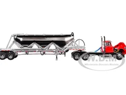 Ford LTL 9000 Day Cab with Heil Pneumatic Tank Trailer Heil Red 1/64 Diecast Model by DCP/First Gear