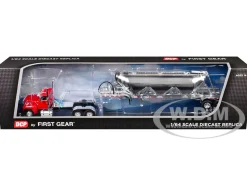 Ford LTL 9000 Day Cab with Heil Pneumatic Tank Trailer Heil Red 1/64 Diecast Model by DCP/First Gear