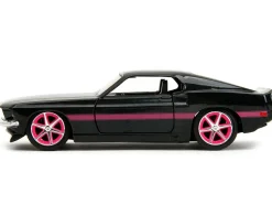 1969 Ford Mustang Black Metallic with Pink Stripes and Wheels Pink Slips Series 1/32 Diecast Model Car Jada 34853