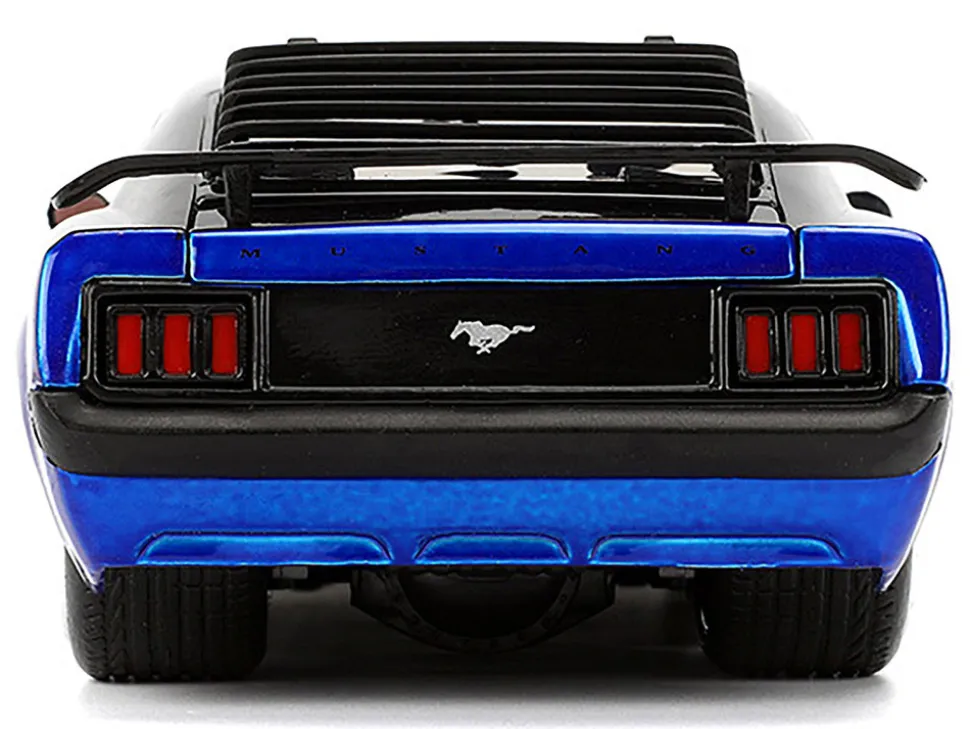 1970 Ford Mustang Boss 429 Black and Blue Metallic with Flames "Bigtime Muscle" Series 1/24 Diecast Model Car by Jada
