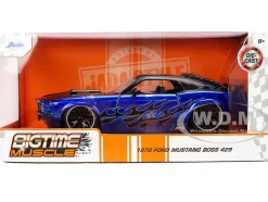 1970 Ford Mustang Boss 429 Black and Blue Metallic with Flames