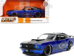 1970 Ford Mustang Boss 429 Black and Blue Metallic with Flames