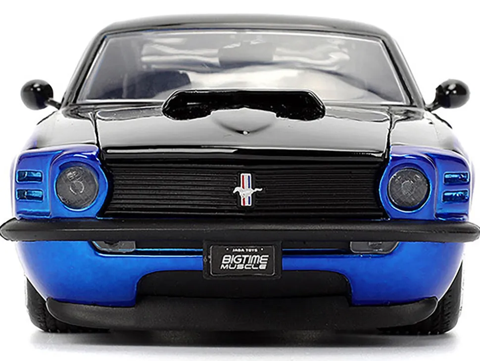 1970 Ford Mustang Boss 429 Black and Blue Metallic with Flames "Bigtime Muscle" Series 1/24 Diecast Model Car by Jada