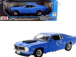 1970 Ford Mustang Boss 429 Blue Timeless Classics Series 1/18 Diecast Model Car Motormax 73154