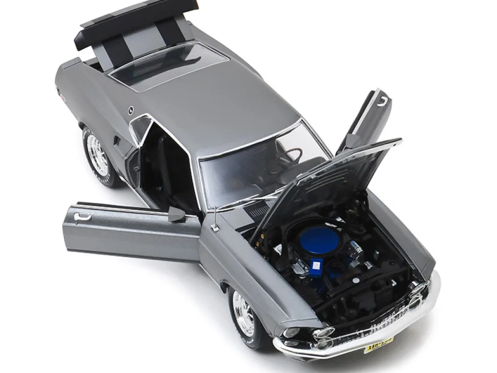 1969 Ford Mustang BOSS 429 Gray Black Stripes John Wick 2014 Movie 1/18 Diecast Model Car Highway 61 18016