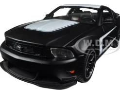 2012 Ford Mustang Boss 302 Matt Black White 1/24 Diecast Model Car Maisto 31269