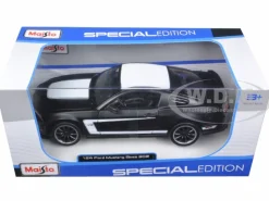2012 Ford Mustang Boss 302 Matt Black White 1/24 Diecast Model Car Maisto 31269