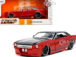 1965 Ford Mustang Custom Red Black Bigtime Muscle Series 1/24 Diecast Model Car Jada 34202