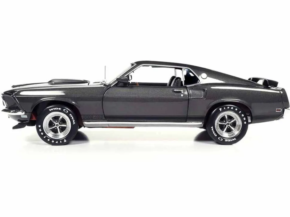 1969 Ford Mustang Dark Gray Metallic with Black Stripes "John Wick" (2014) Movie "Silver Screen Machines" Series 1/18 Diecast Model Car by Auto World