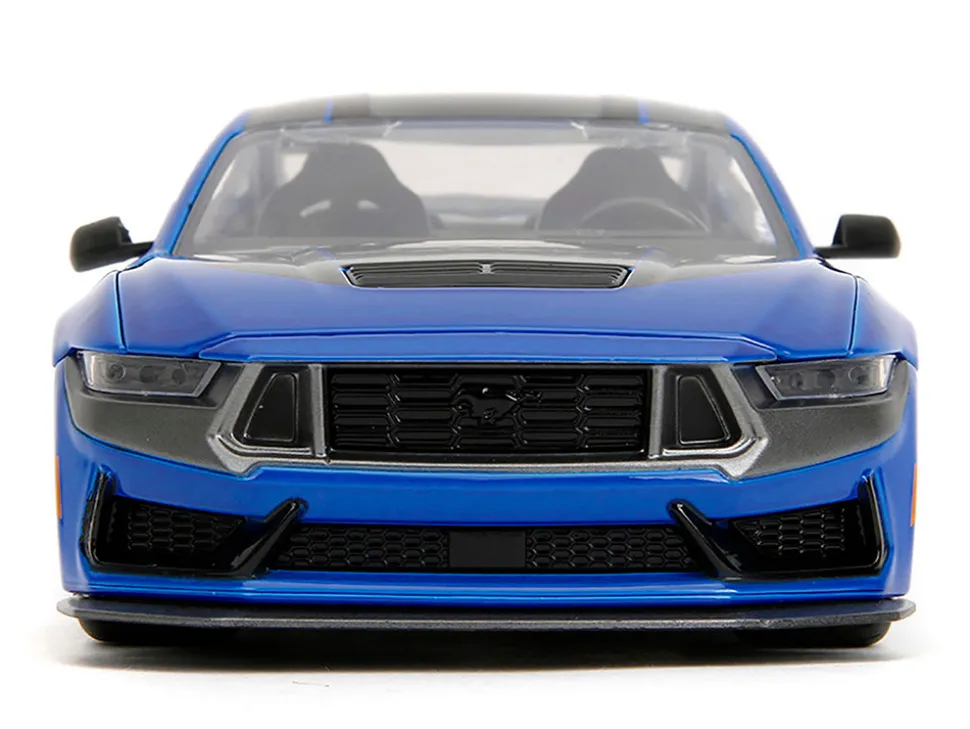 2024 Ford Mustang Dark Horse Blue Metallic with Black and Gray Stripes "Bigtime Muscle" Series 1/24 Diecast Model Car by Jada
