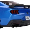 2024 Ford Mustang Dark Horse Grabber Blue Metallic with Black Hood Stripes 1/18 Model Car by Top Speed