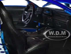 2024 Ford Mustang Dark House Candy Blue with White Top and Mustang Horse Graphics Bigtime Muscle Series 1/24 Diecast Model Car Jada 35419